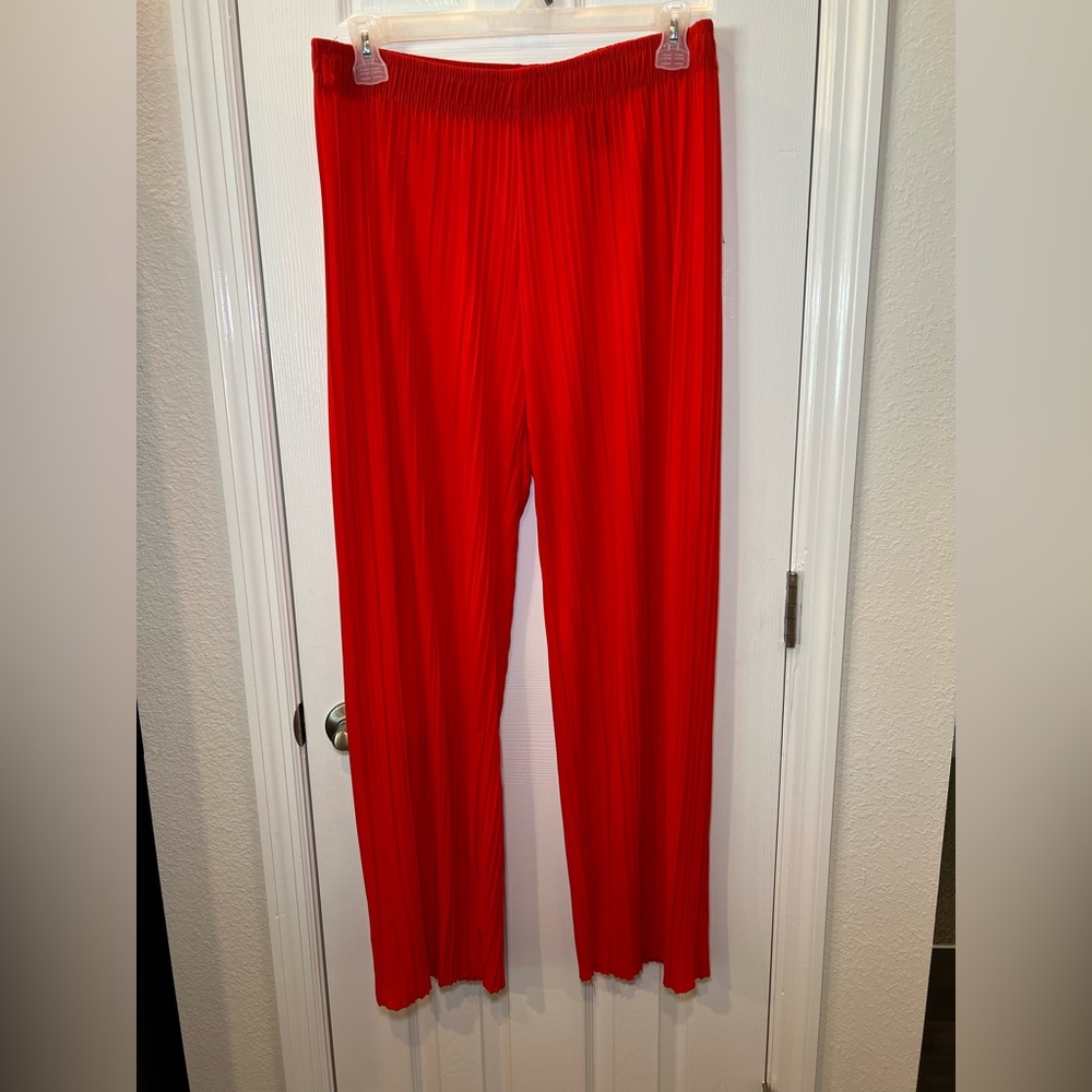 Vibrant Red Full-Length Relaxed Trousers